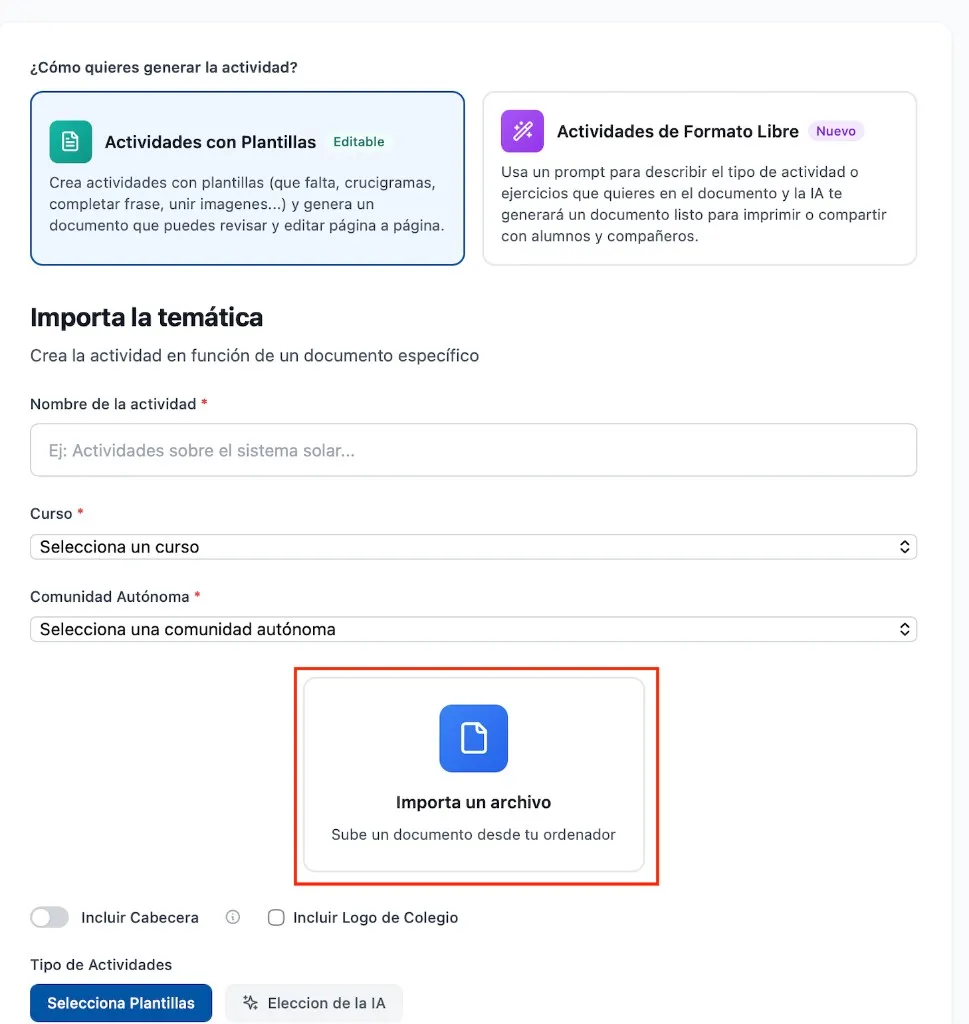 Importar un documento como origen