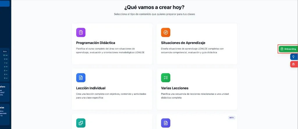 Botón de Onboarding en el panel