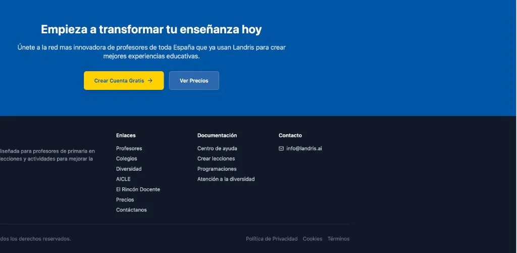 Footer con la columna Documentación