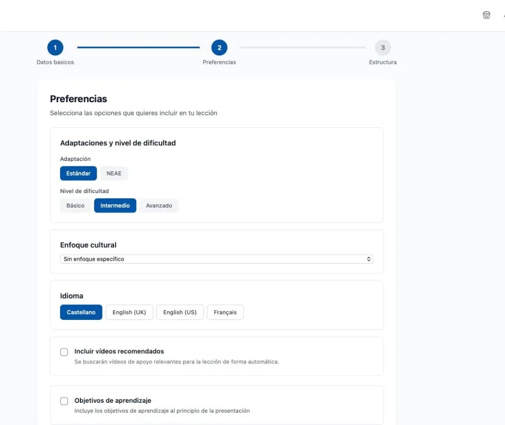 Paso 2 — Preferencias en modo estándar