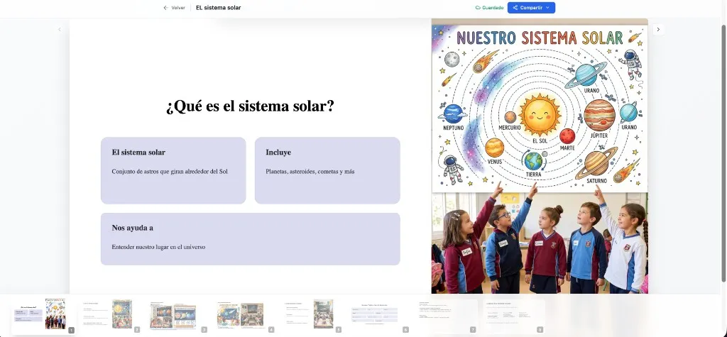 Visor de lecciones con la primera diapositiva