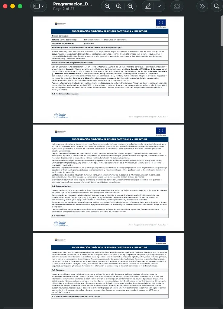 Previsualización PDF de la programación