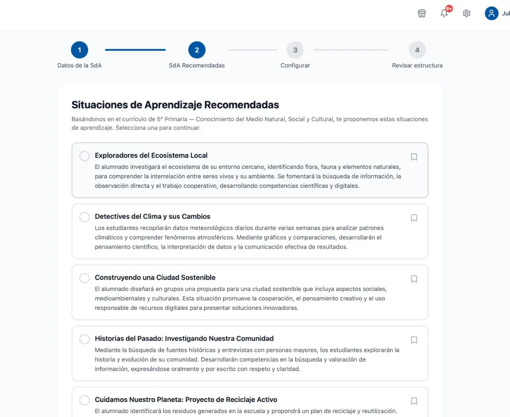 Paso 2 — Situaciones de Aprendizaje Recomendadas