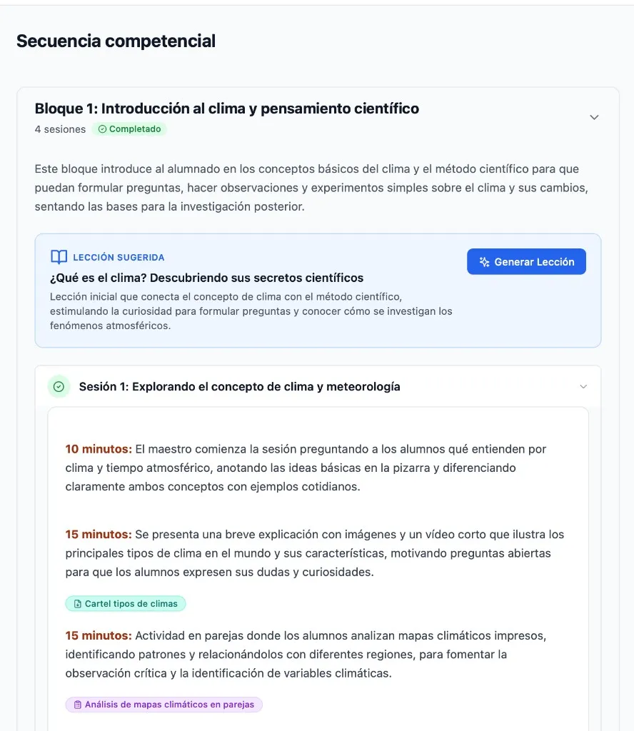 Secuencia competencial en el visor